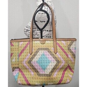 Fossil Sydney Geometric Prints Multicolor Signature Shopper Tote Bag